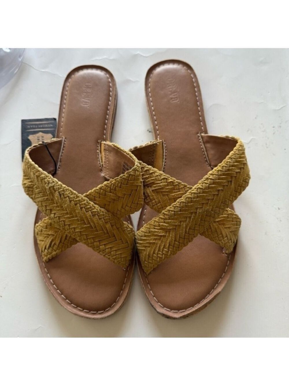 NWT Crevo AUDRA Yellow Women’s size 10 Genuine leather Memory Foam Boho sandals